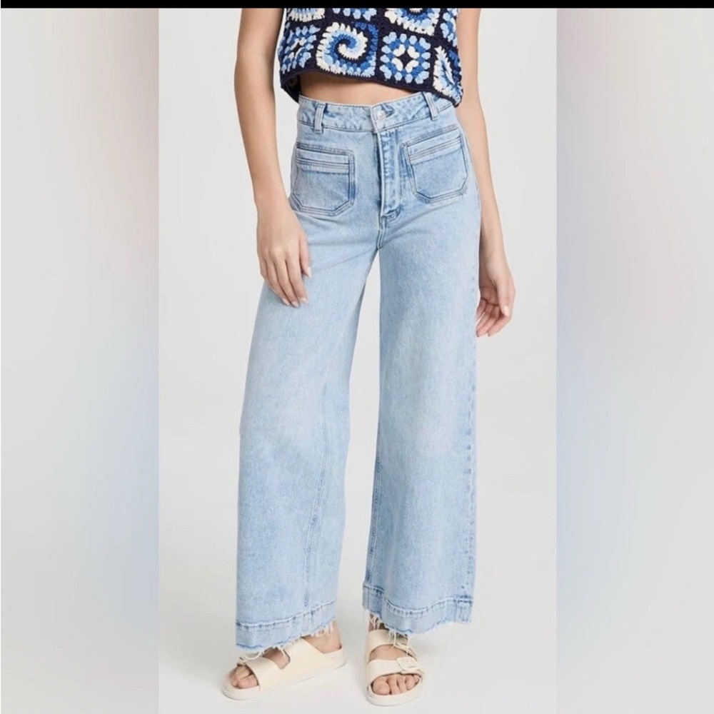 PAIGE Light Blue Wide Leg Flare Jeans